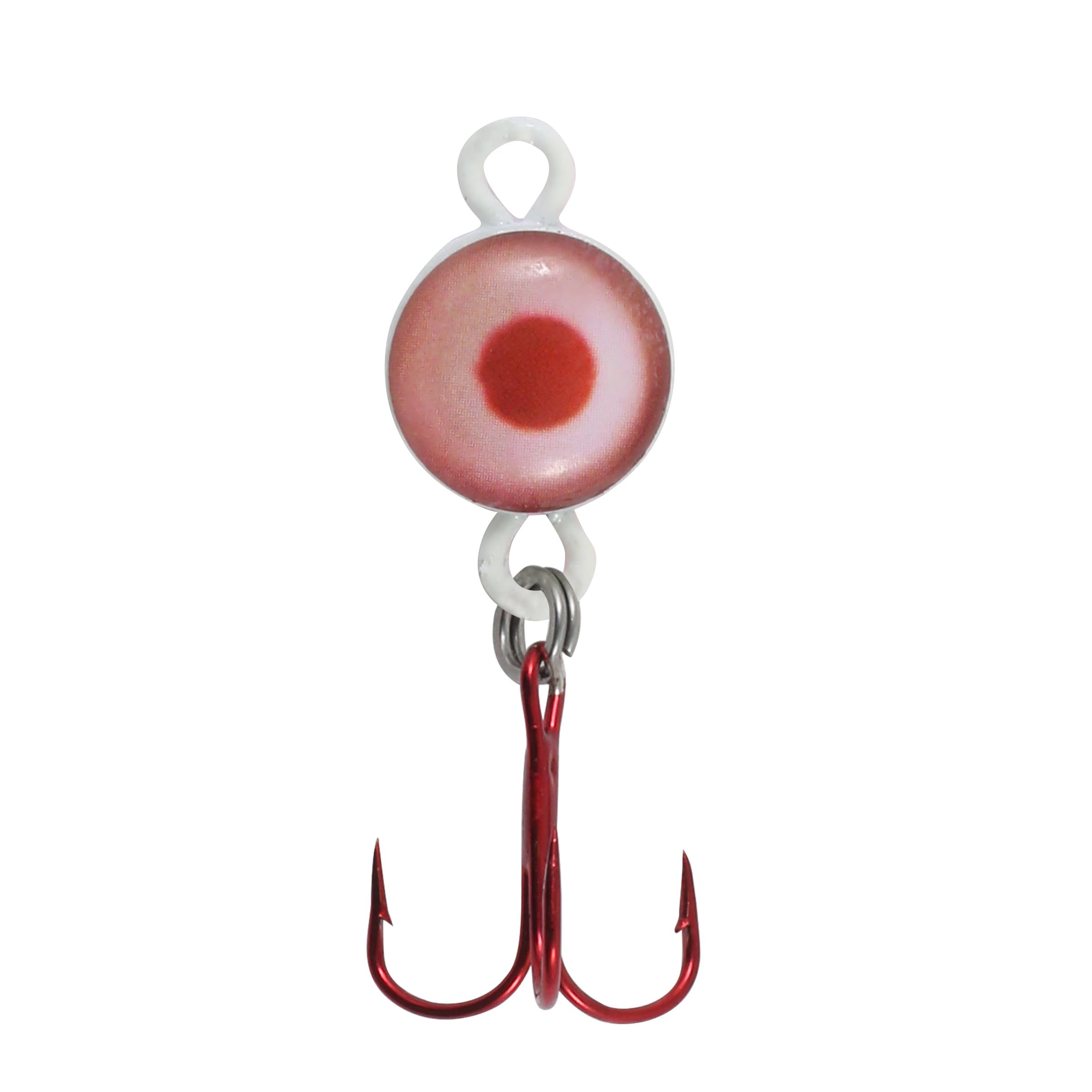 Northland Eye Ball ice spoon in UV pink for jigging walleye and perch