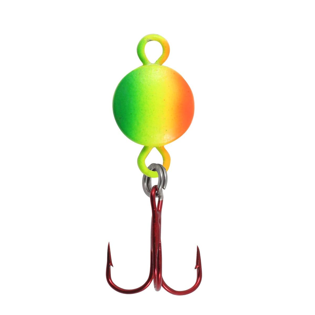 Northland Eye Ball Spoon Firetiger 1/8 oz side view, showcasing wobble for quick strikes