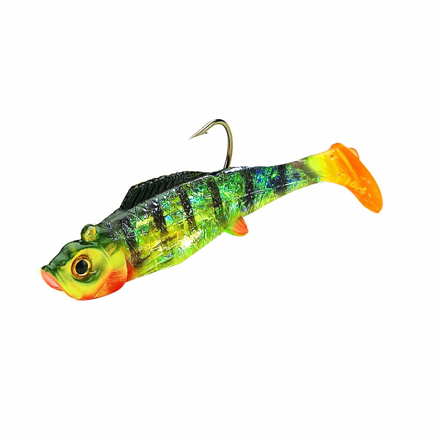 Northland Mimic Minnow Shad-Pack 6 grey-yellow lure that flashes to attract fish from a wide radius.
