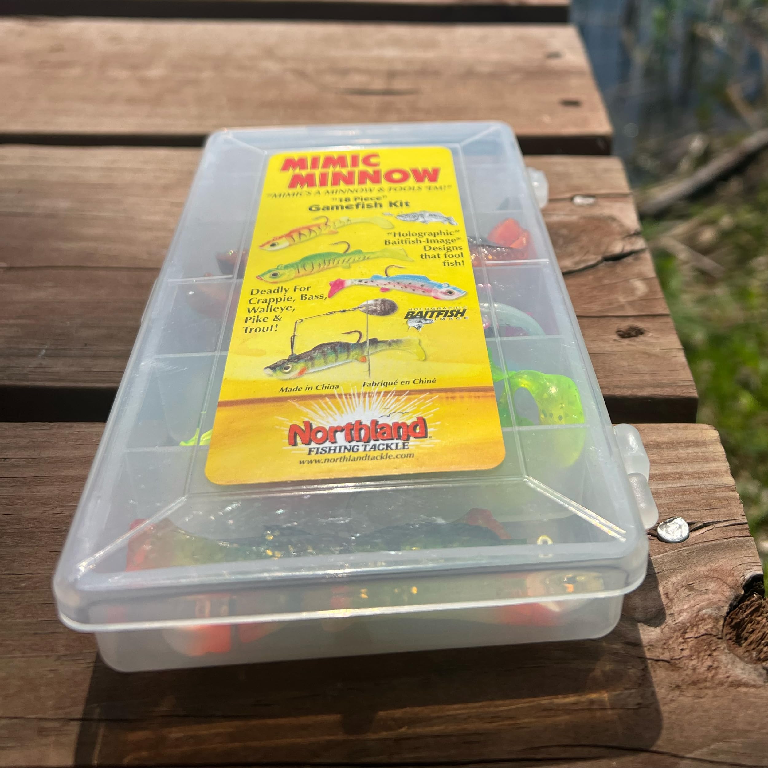 Northland Mimic Minnow swimbait spinner-arm attachments add flash and vibration for better visibility.