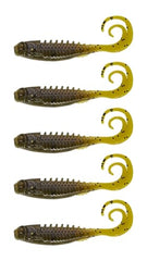 Northland Pan-Candy Grub floats in water with Green Pumpkin hues to attract panfish
