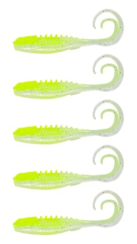 Northland Pan-Candy Grub swimming action chartreuse shad shows buoyant, flexible movement for panfish.