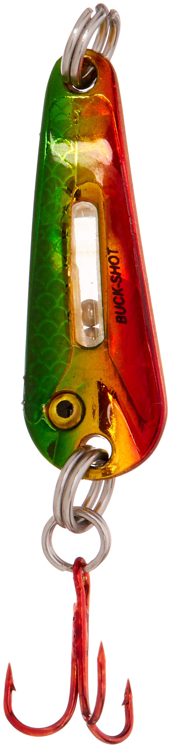 Northland Tackle Buck-Shot Flutter Spoon Golden Perch 1-16 oz demonstrates fast sinking and flutter.