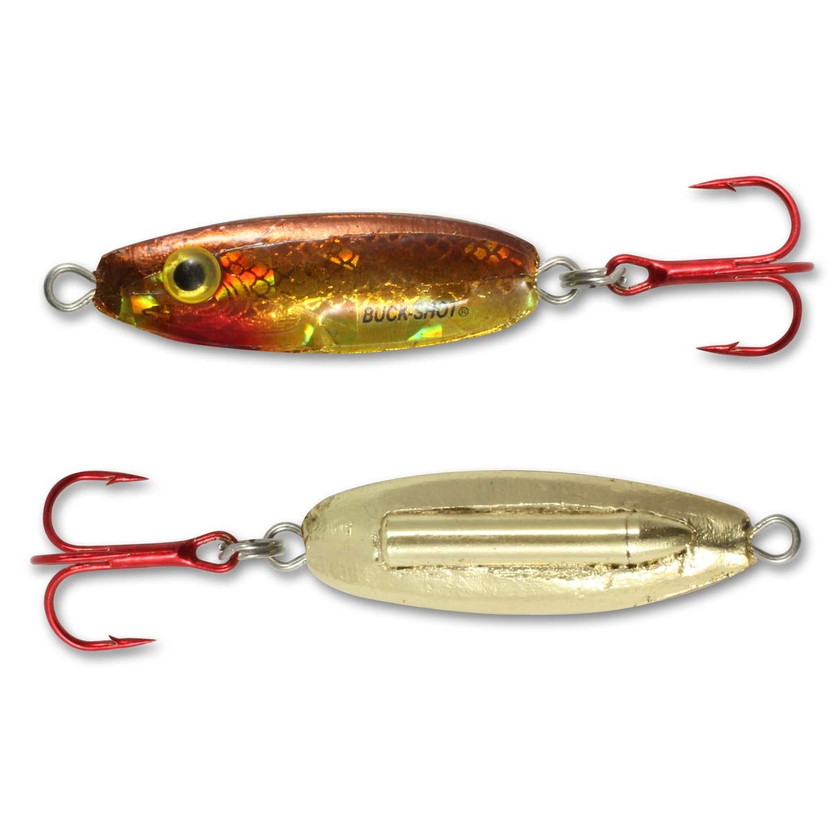 Easy-to-use Buck-Shot Rattle Spoon with long-lasting paint.