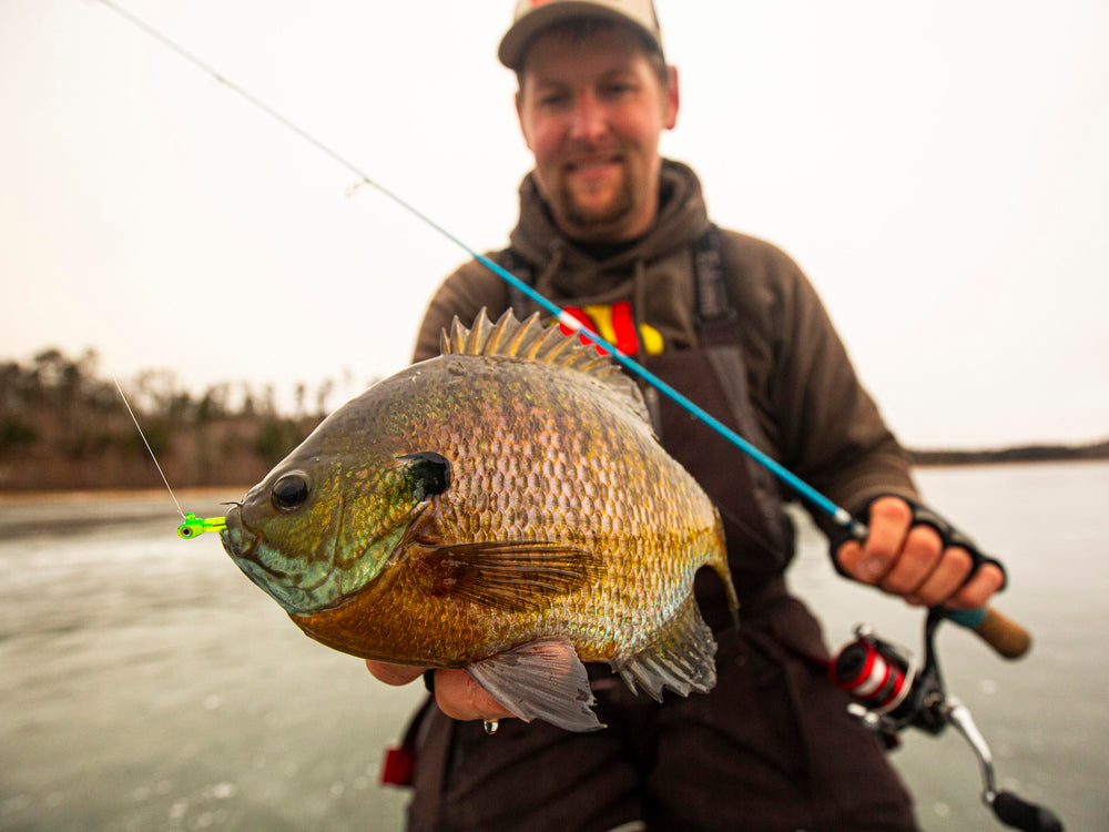 Northland Tackle five-color ice jigs including glow for varied water conditions.