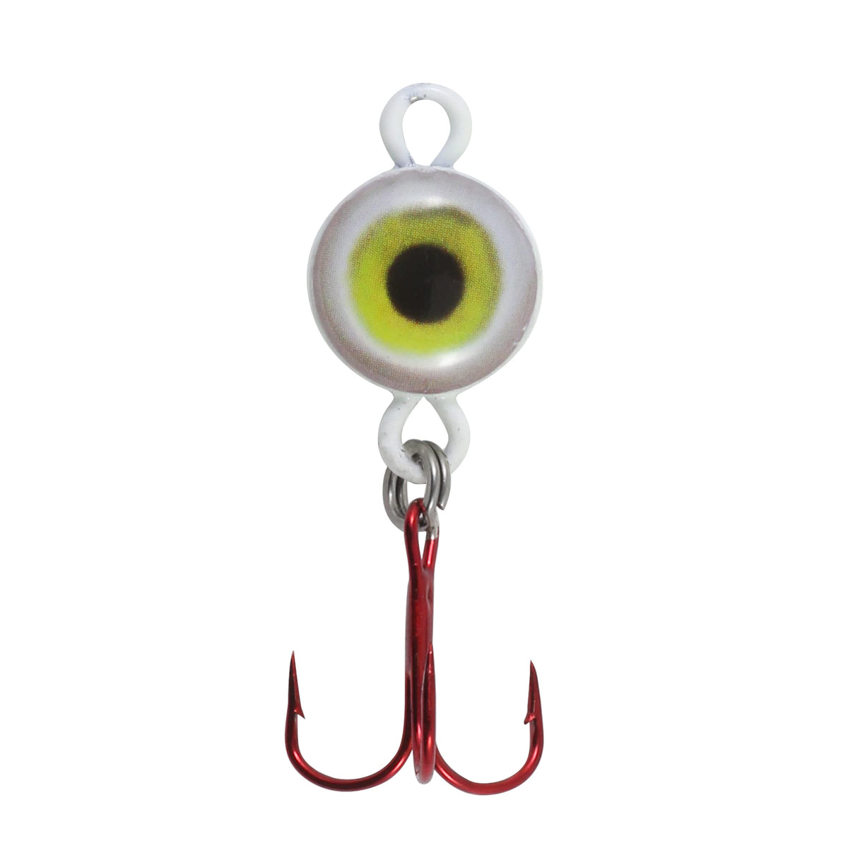 Northland Tackle Eye Ball Ice Fishing Spoon glows to attract fish during jigging