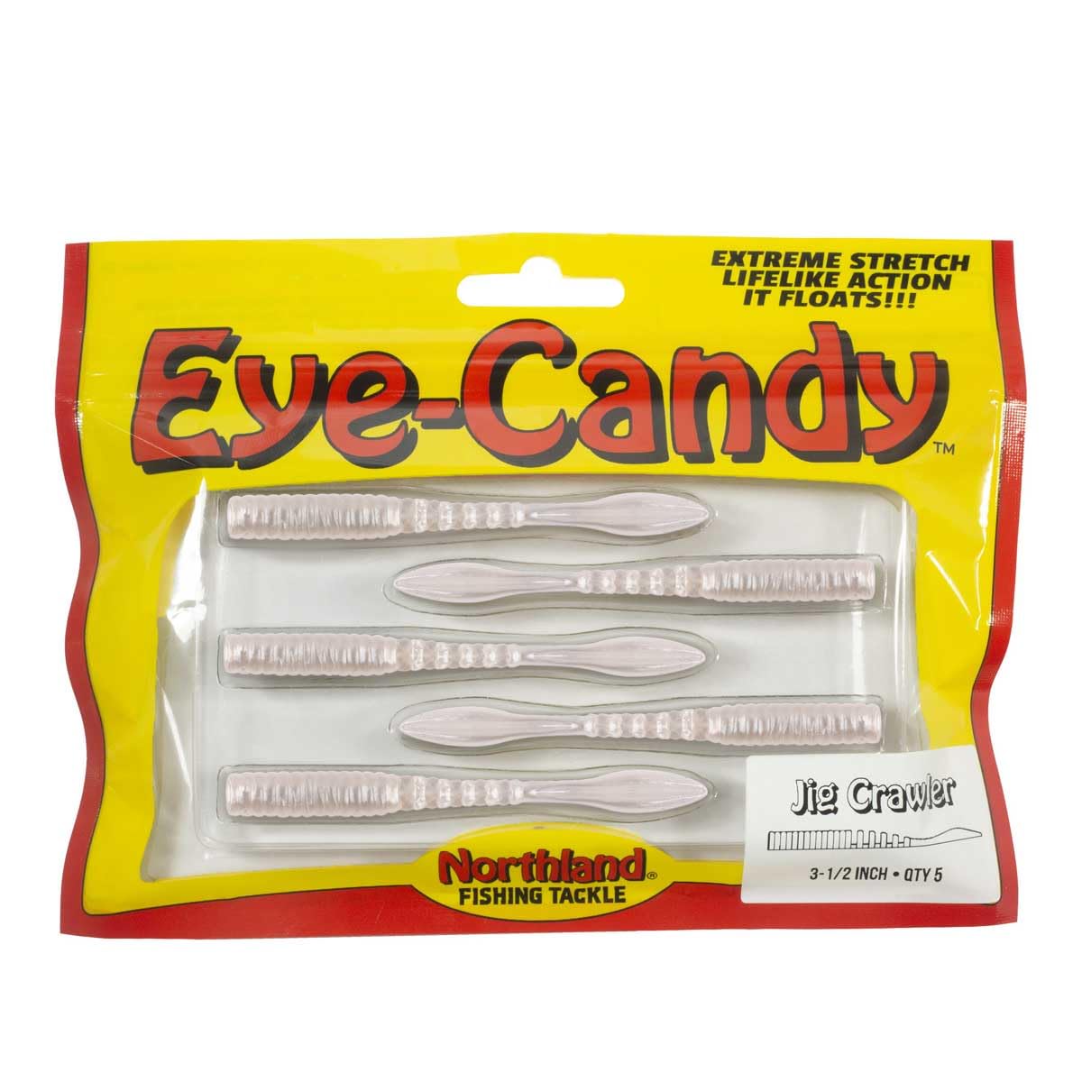 Northland Tackle Eye Candy Jig Crawler floating 3.5-inch pearl white lure keeps bait off bottom