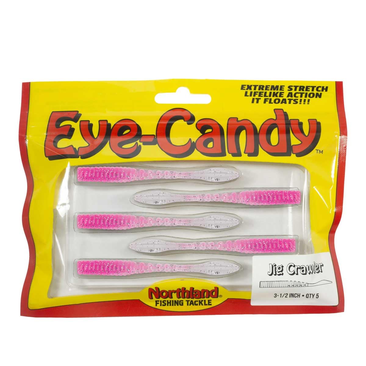 Northland Tackle Eye Candy Jig Crawler pink-silver lure showing buoyant action for longer strike windows