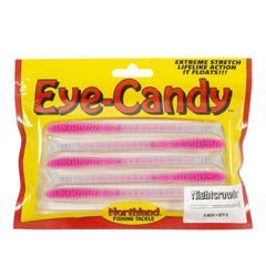Northland Tackle Eye Candy Nightcrawler floating 6-inch worm lure in pink-silver ready for walleyes