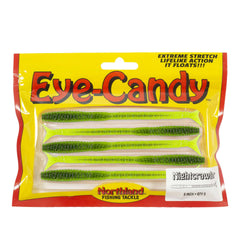 Northland Tackle Eye Candy Nightcrawler floating 6-inch worm in purple chartreuse for strike-zone action.