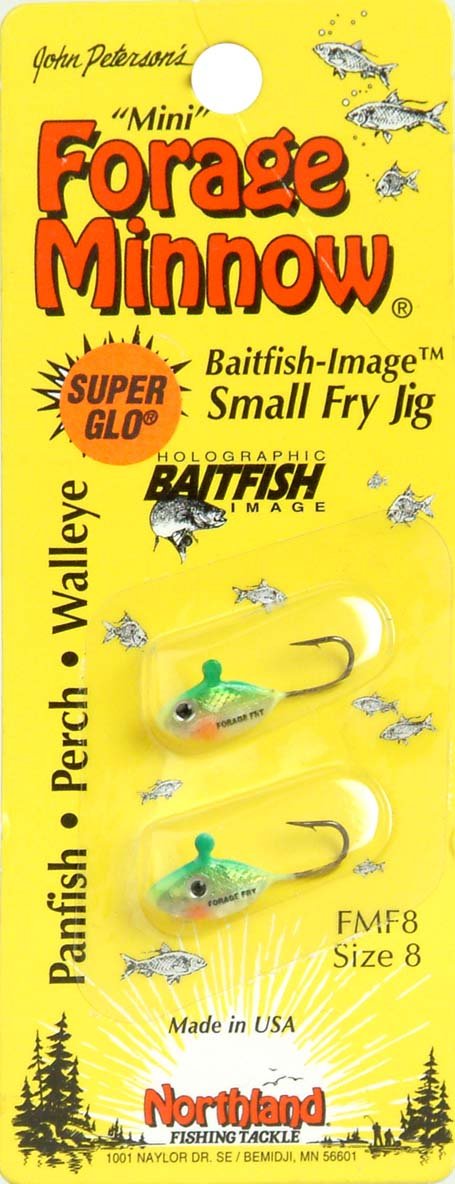 Northland Tackle Forage Minnow Fry Jig with Super-Glo finish attracts perch and panfish