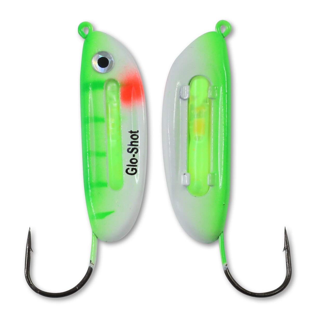 Northland Tackle Glo-Shot Jig vertical jigging action shows swimming, dancing, fluttering motion.