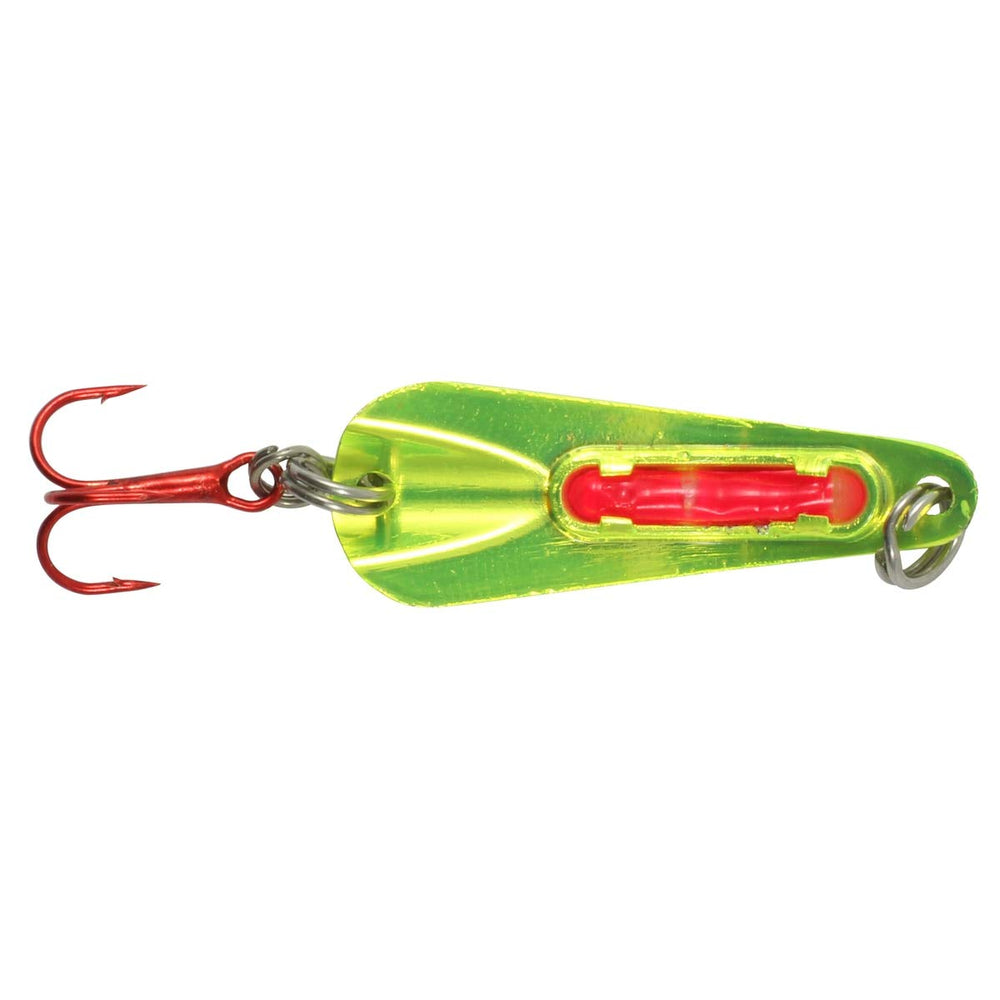 GLO-Shot Spoon trout-vert-jig glow during vertical presentations