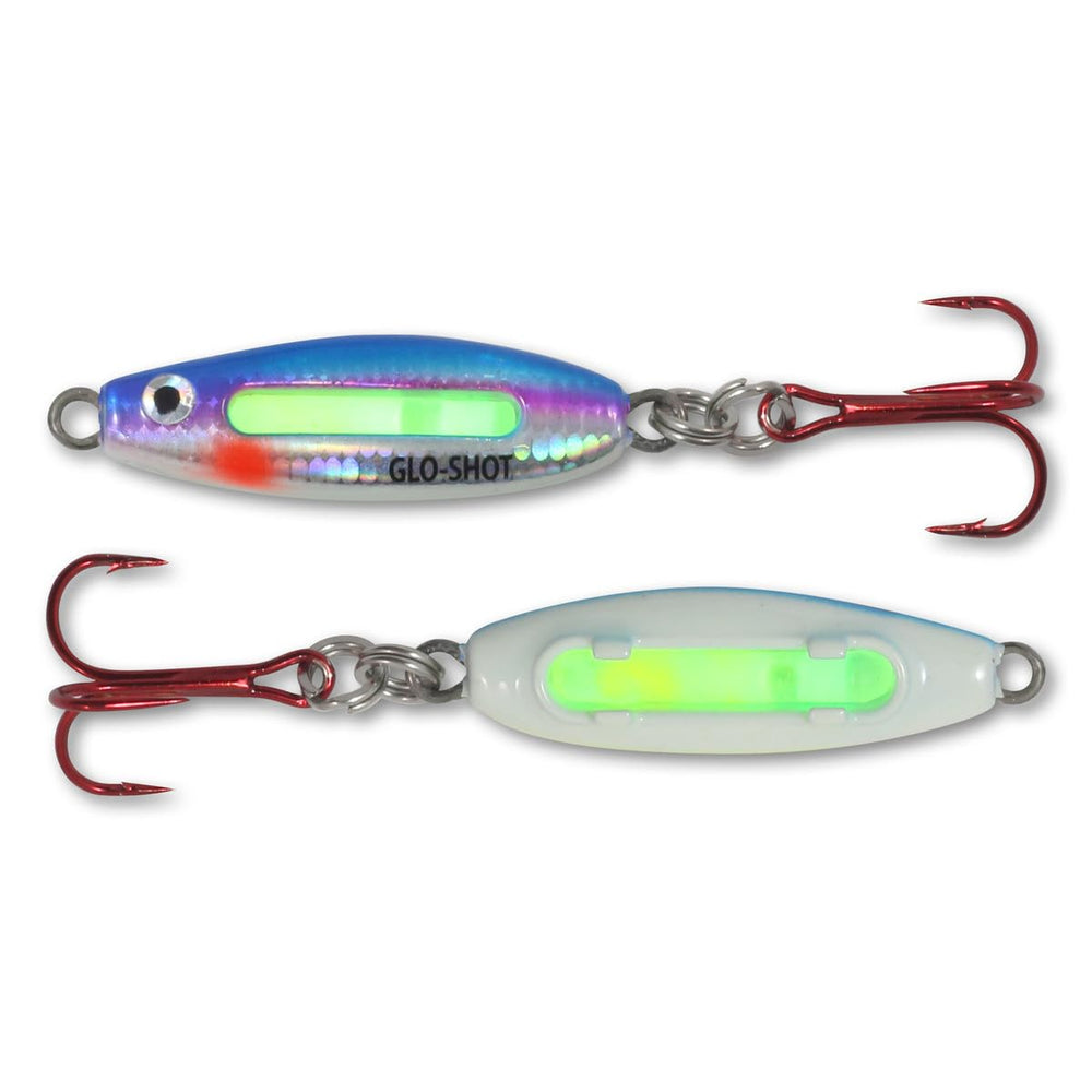 Northland Tackle GSFB3-25 Glow-Shot Fire-Belly Spoon Rainbow for night panfish and perch fishing.