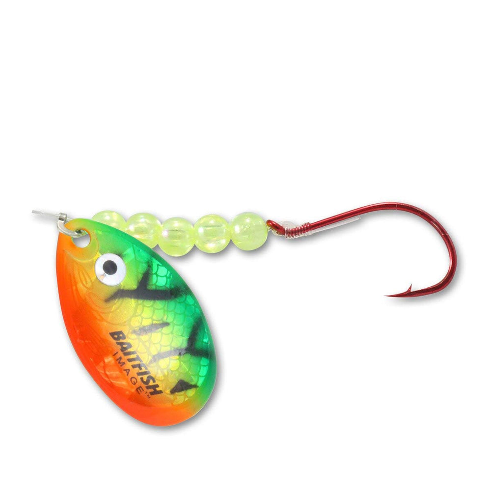 Northland Tackle holographic Baitfish-Image blade mimics forage in clear and murky water.