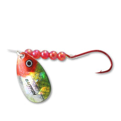 Northland Tackle Indiana blade adds bright flash for attract-and-hold action.