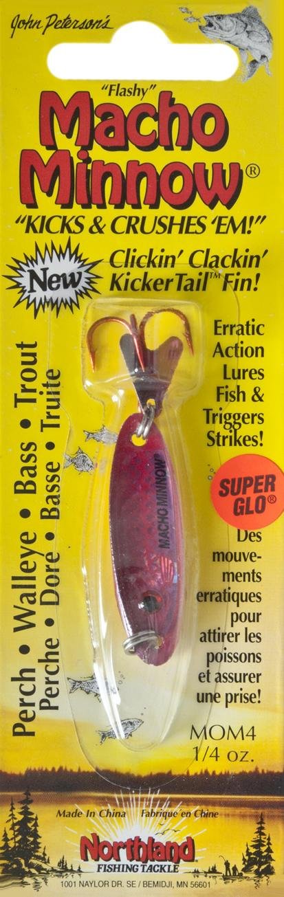 Northland Tackle Macho Minnow Spoon S-Glo Redfish 1/4 oz for casting and vertical jigging to attract gamefish