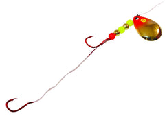 Northland Tackle PRO Walleye Crawler Harness UV blade closeup with bright optics