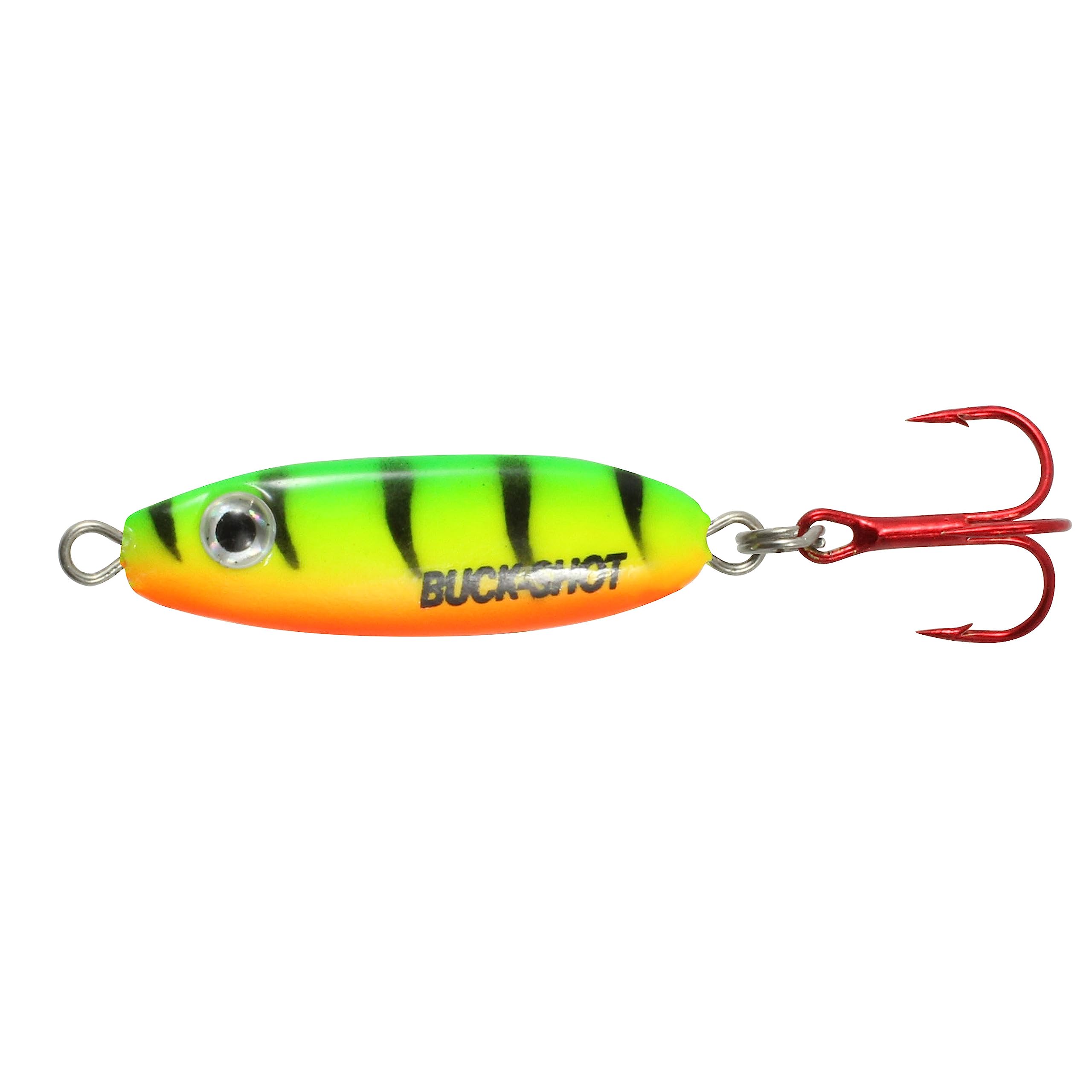Northland Tackle UV Buck-Shot Spoon Firetiger 1/16oz ready for ice jigging.
