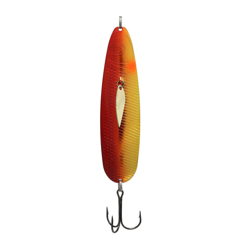 Northland Thumper Casting Spoon Rusty Craw shows seductive sway to attract big freshwater predators.