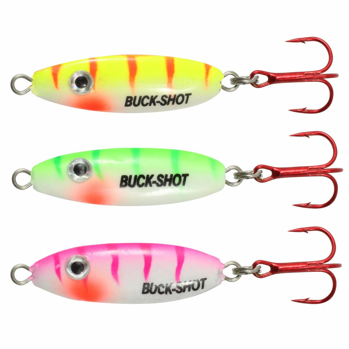 Northland Buck-Shot UV rattle spoon closeup shows holographic baitfish for walleye attraction.