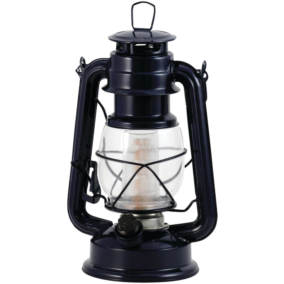 Northpoint vintage lantern in dark blue with 12 LEDs, ideal for patio lighting