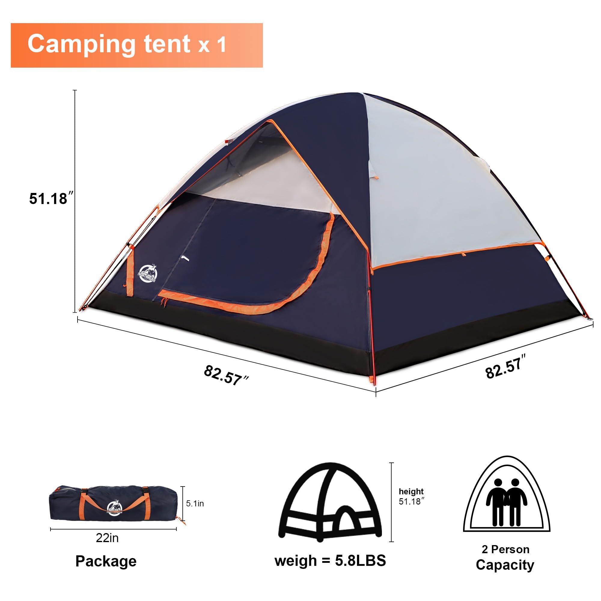 Northroad 2-3-person dome tent close-up shows durable, weather-ready shelter.