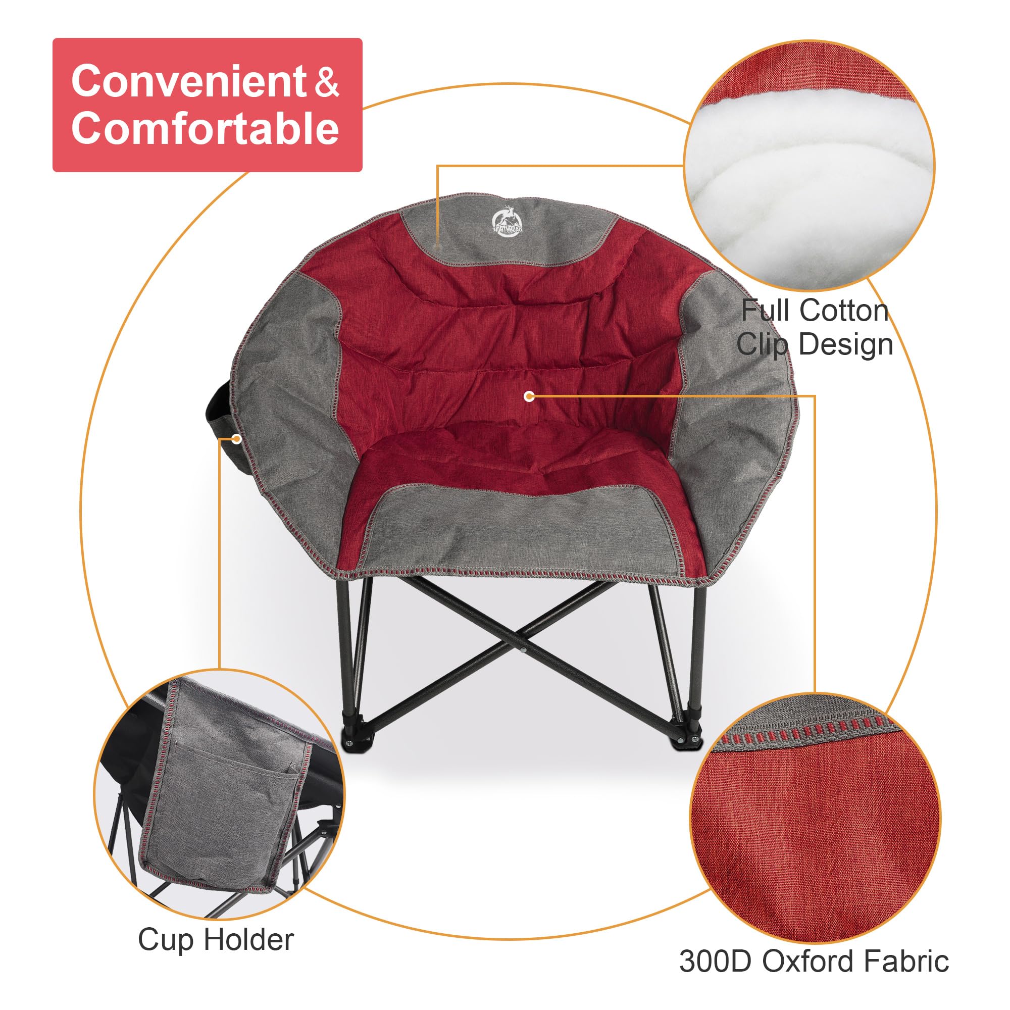 Northroad Moon Chair with carrying bag illustrates easy transport for camping or hiking.