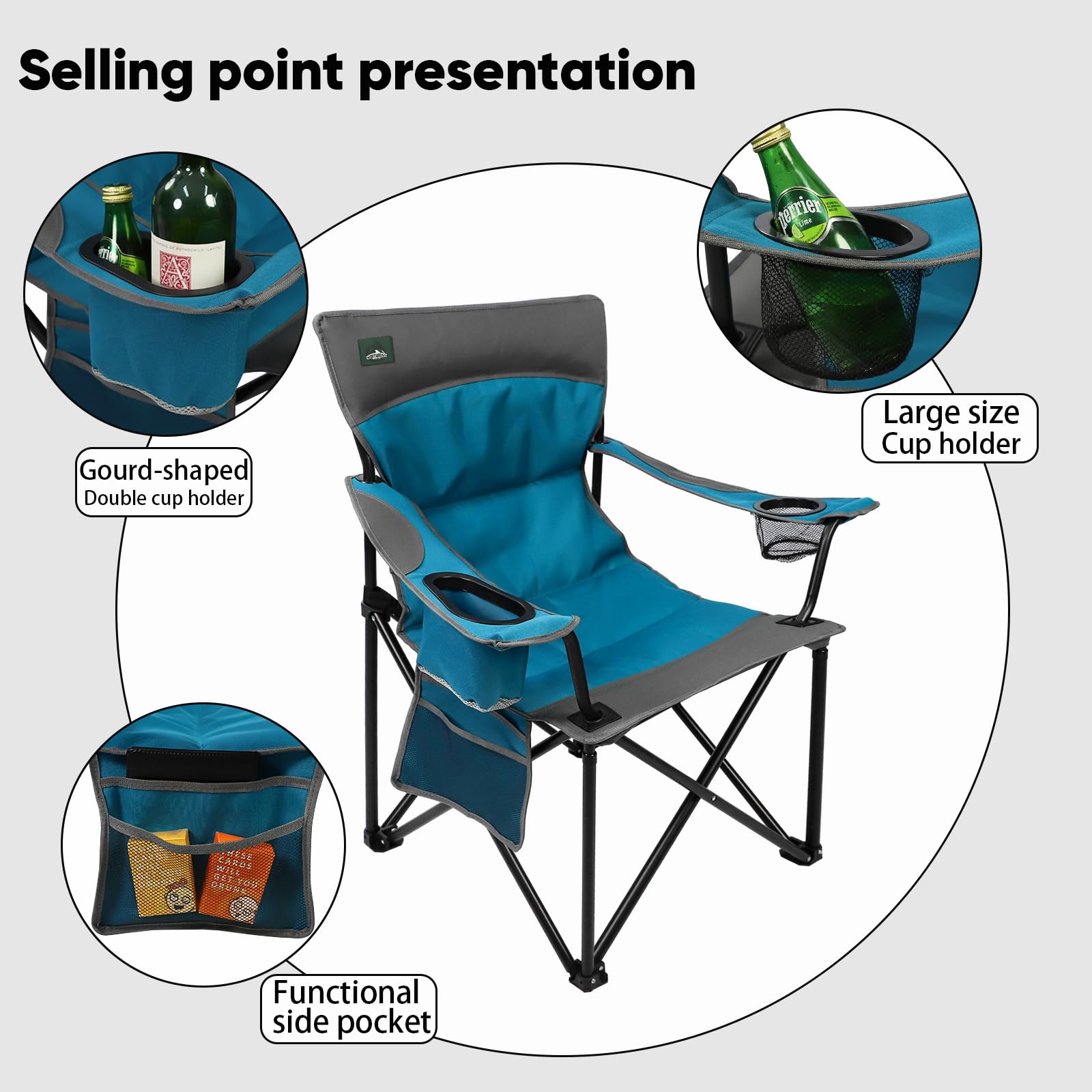 Northroad foldable camping chair padded seat and wide back for comfortable support
