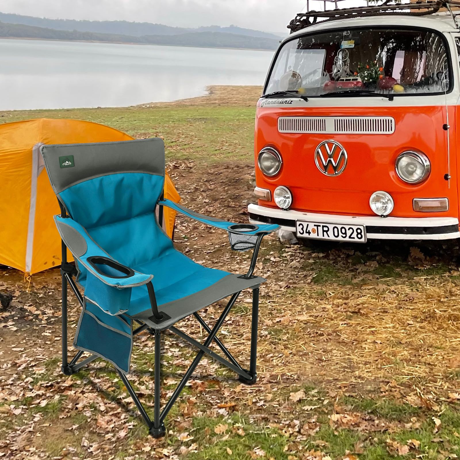 Northroad foldable camping chair showing oversized cup holders for convenient drinks