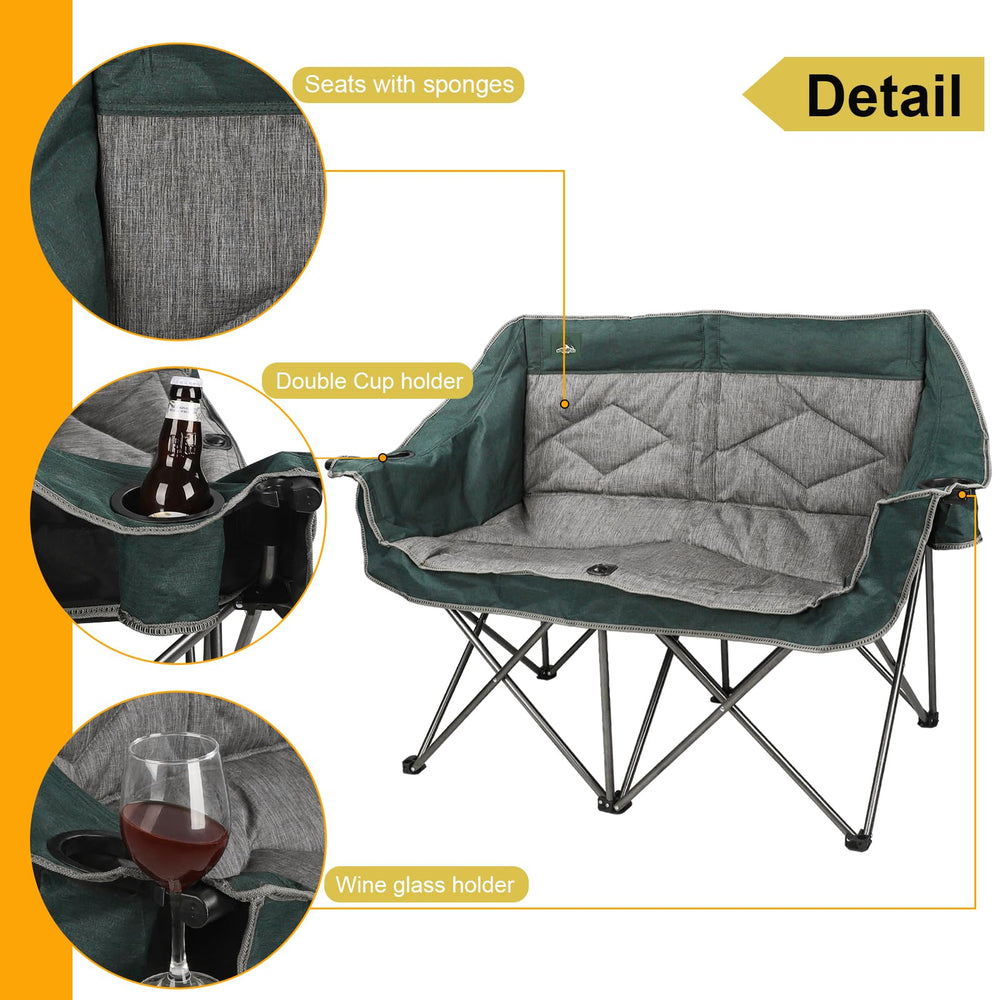 Northroad folding loveseat cup holders offer easy beverage access for two campers