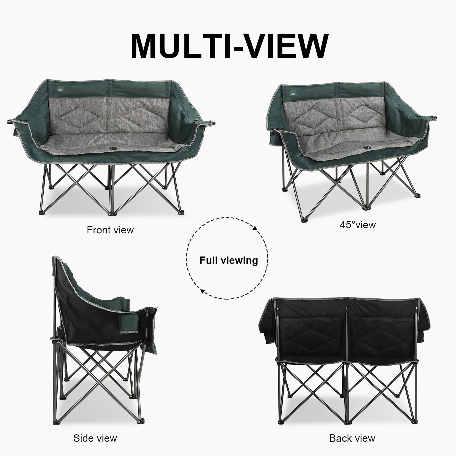 Northroad folding loveseat mesh storage pockets keep keys and snacks within reach