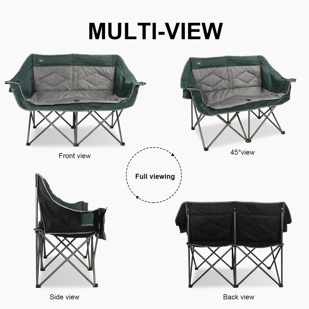 Northroad folding loveseat mesh storage pockets keep keys and snacks within reach