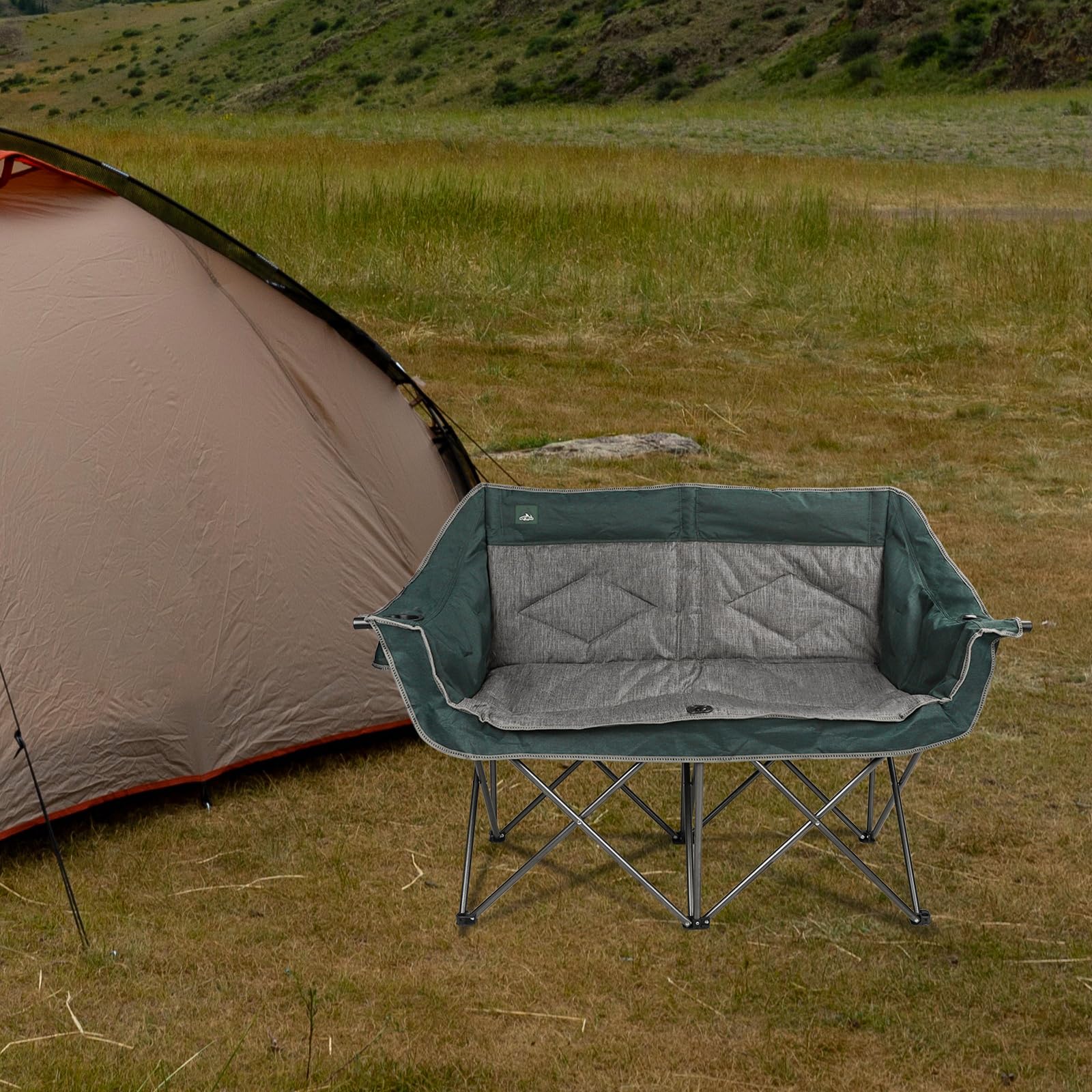 Northroad folding loveseat two-person setup ready for cozy conversations by the campfire