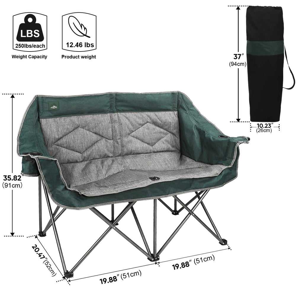 Northroad folding loveseat wine-glass holders keep drinks secure during outdoor meals