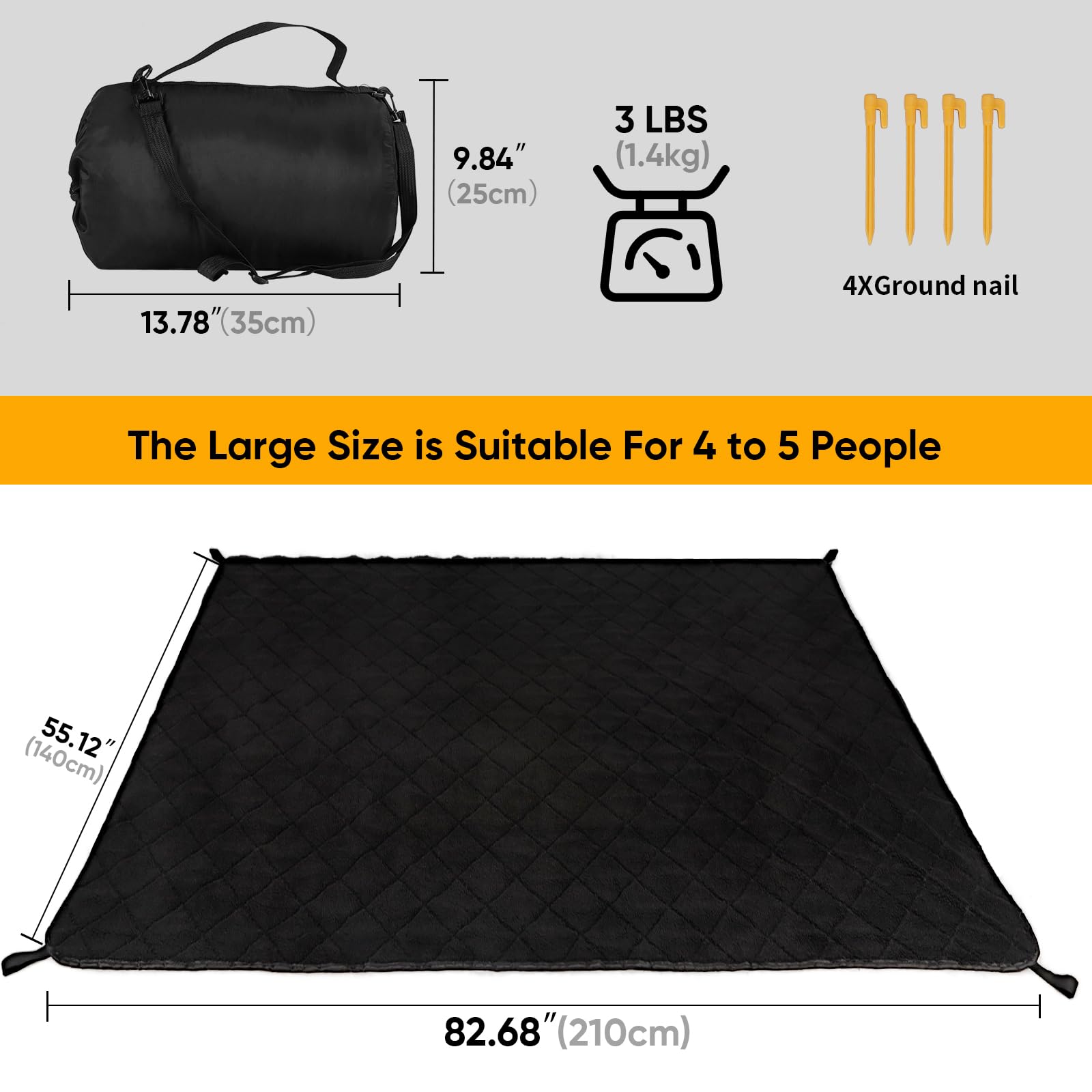 Northroad large windproof blanket spread on grass, ideal for picnics or stadium seating.