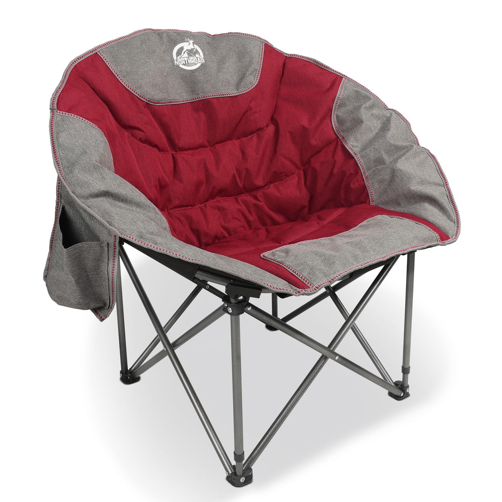 Northroad Moon Chair front view shows padded saucer seating for outdoor comfort.