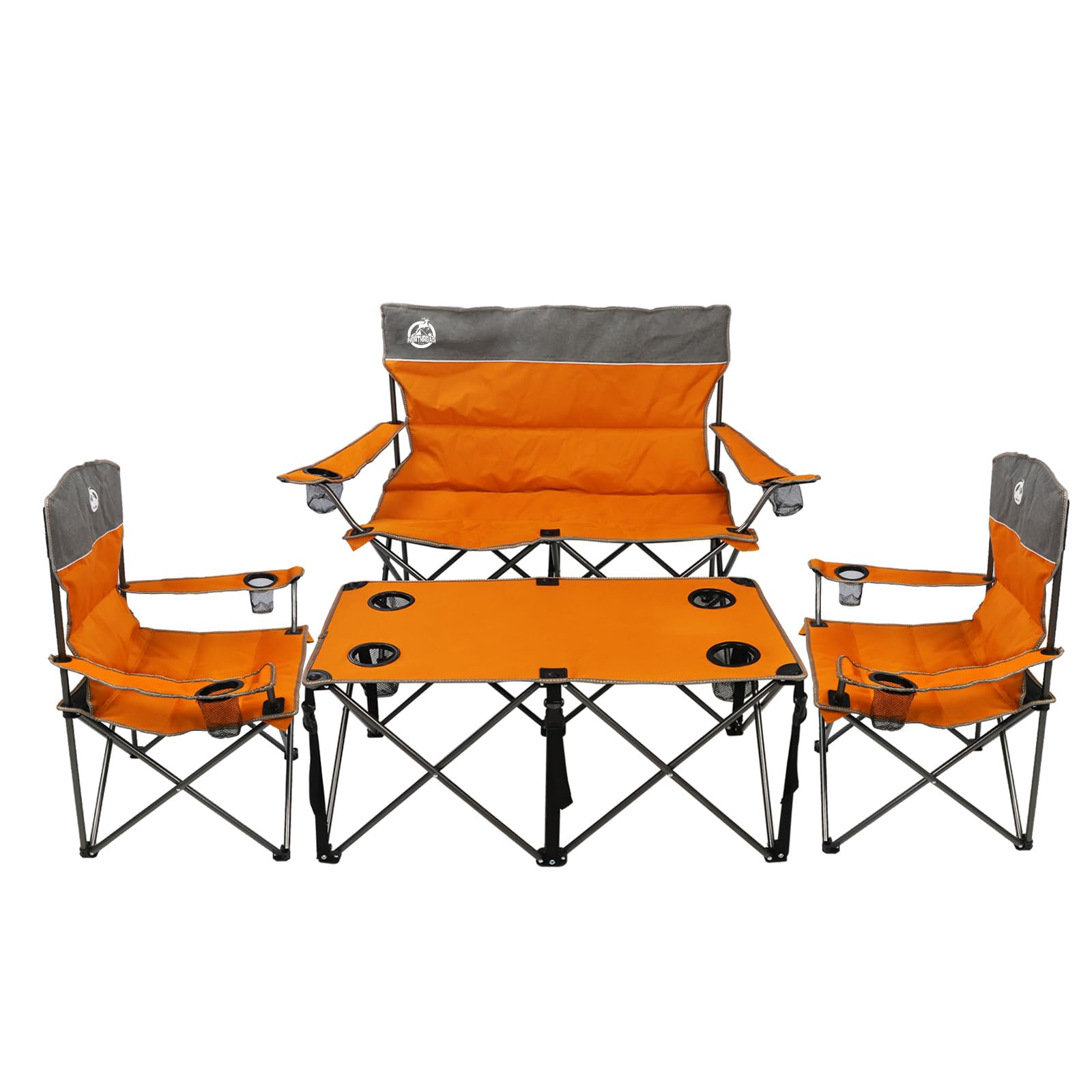 Northroad orange sofa folding provides sturdy outdoor seating for family trips.
