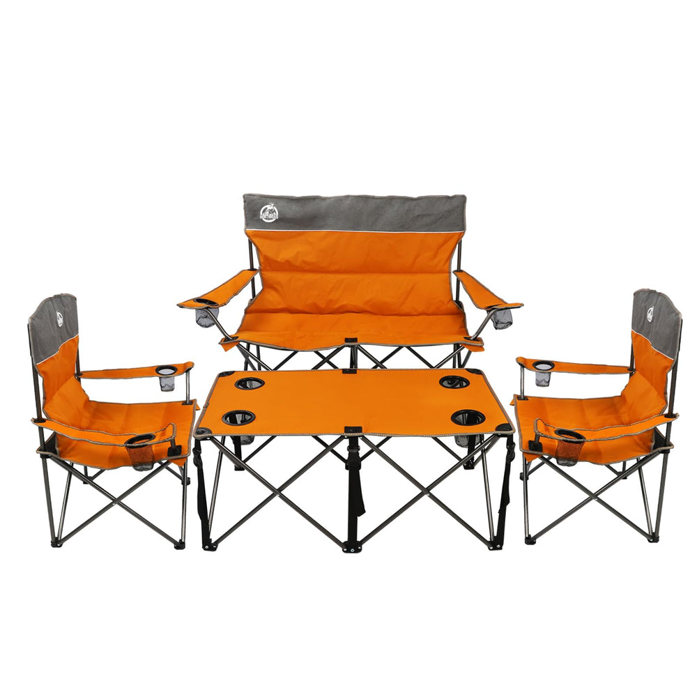 Northroad orange sofa folding provides sturdy outdoor seating for family trips.
