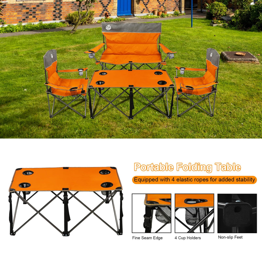 Northroad outdoor patio setup orange demonstrates versatile family seating arrangement.