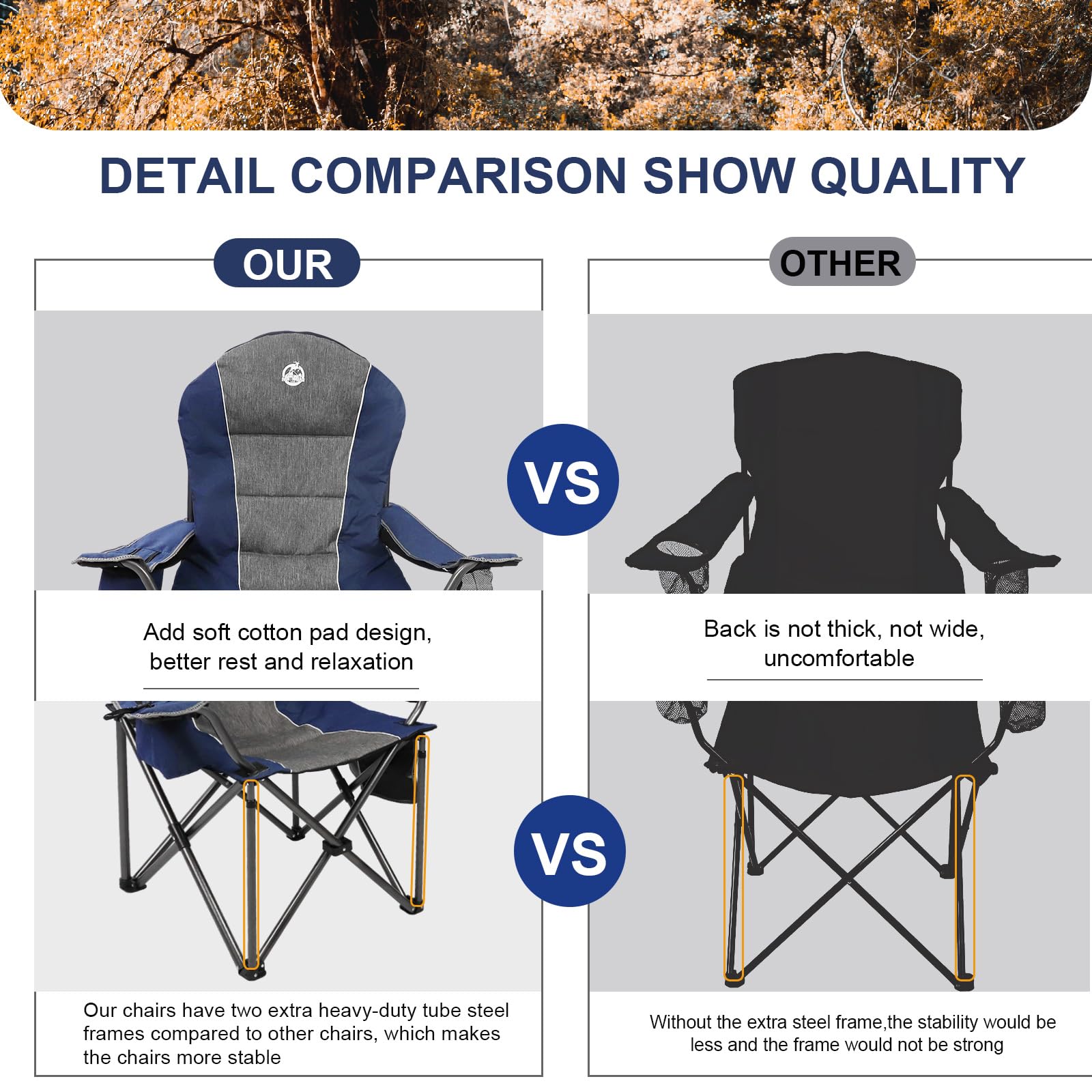 Northroad chair head pocket image shows convenient storage on the go.