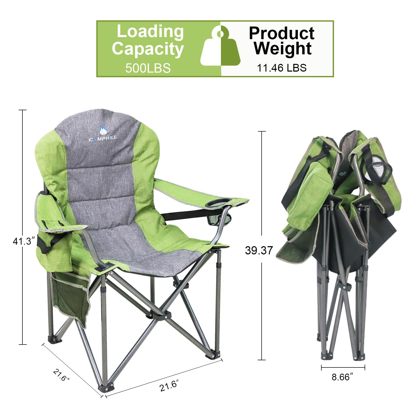 Northroad green chair with adjustable lumbar support for back comfort