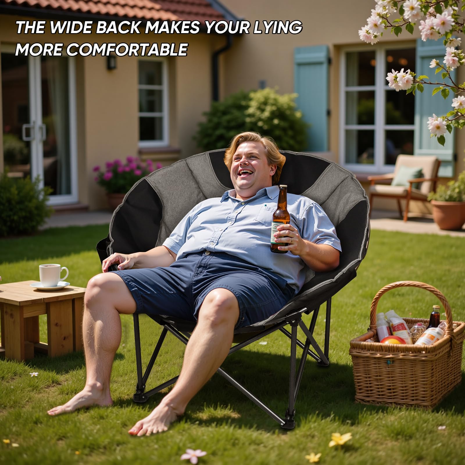 Northroad XXL camping moon chair with carry bag for easy weekend trips.