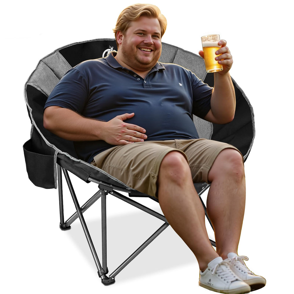 Northroad XXL camping moon chair side pocket for quick drink or phone storage.