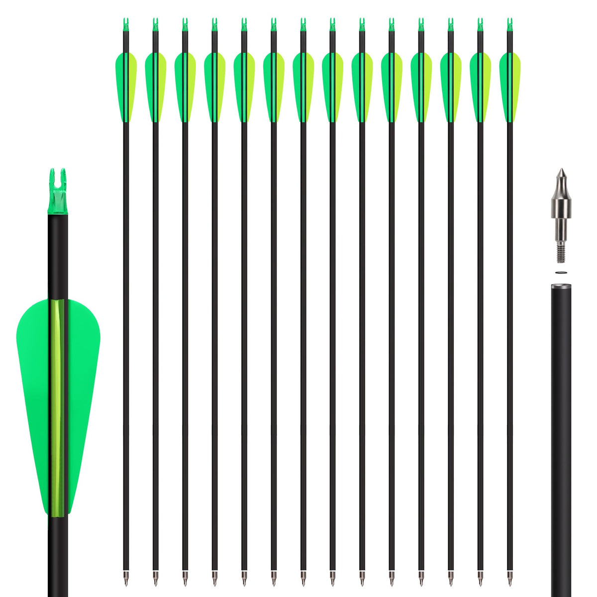 NorthSpoor 14-pack 30-inch carbon arrows for precision practice.