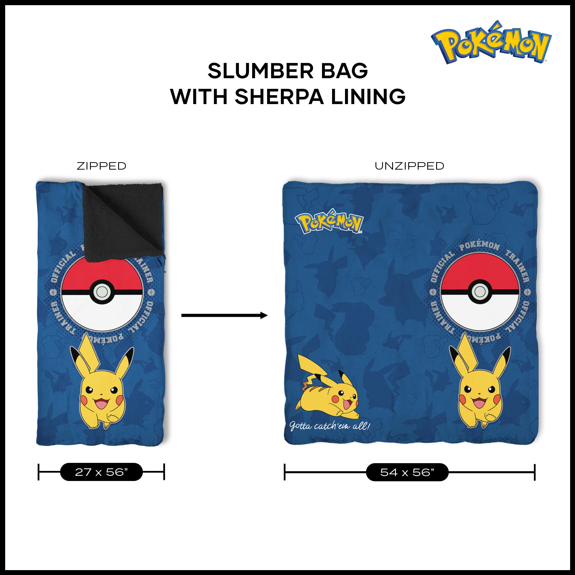 Northwest Pikachu Sherpa Slumber Bag care instructions for easy cleaning.