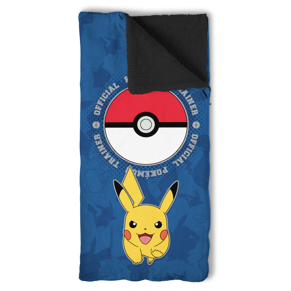 Northwest Pokémon Pikachu Sherpa Slumber Bag front view offers cozy sleepover comfort.