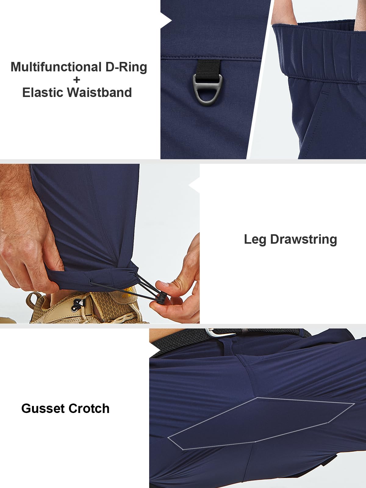 NORTHYARD men's cargo hiking pants navy in-action display rugged outdoor versatility