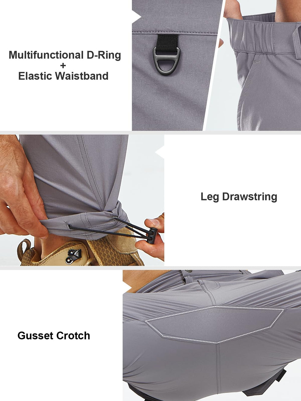 NORTHYARD men's cargo pants convertible cuffs show adjustable leg silhouette.