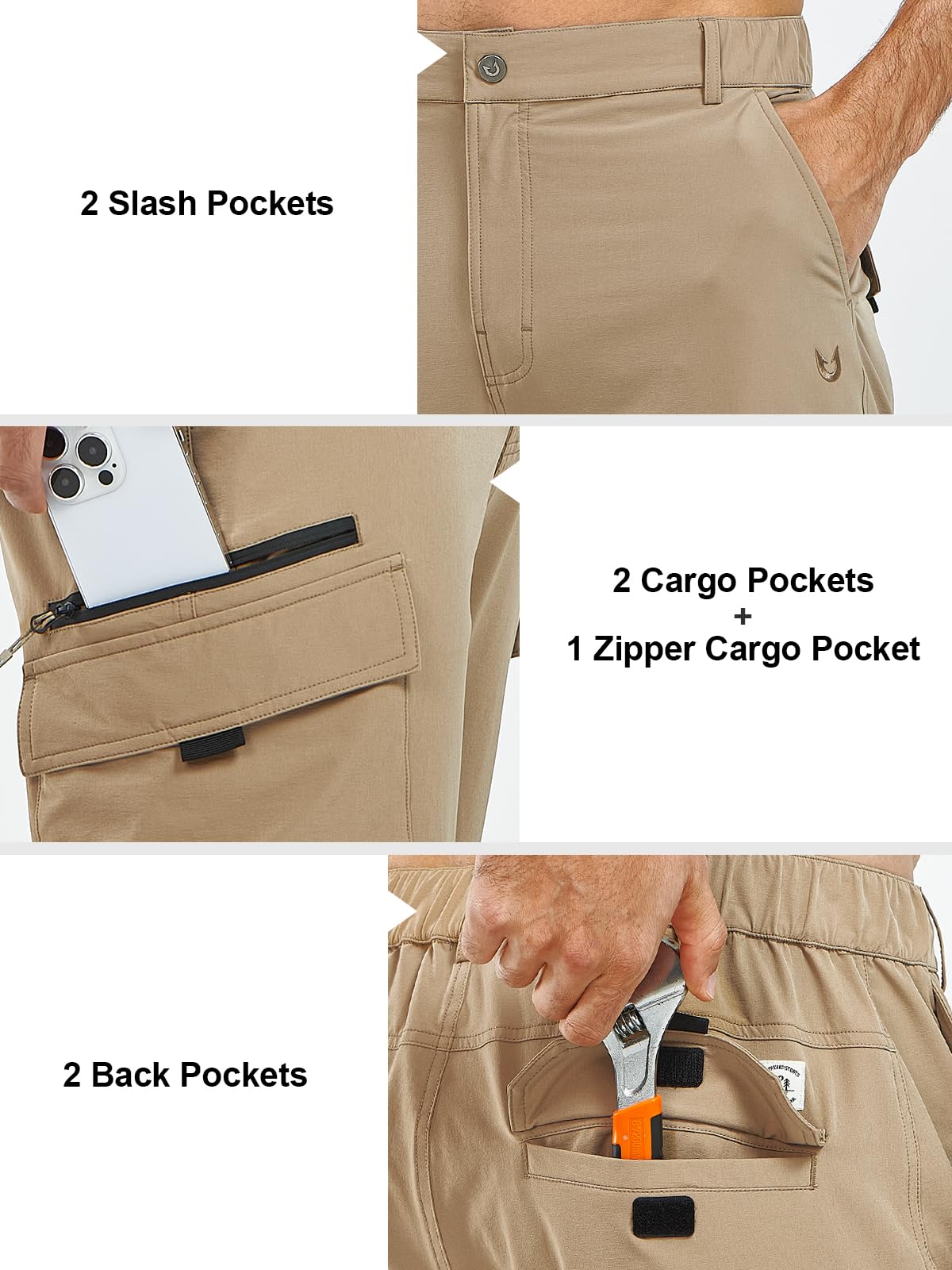 NORTHYARD pants stretch waistband demonstrates secure fit during activity